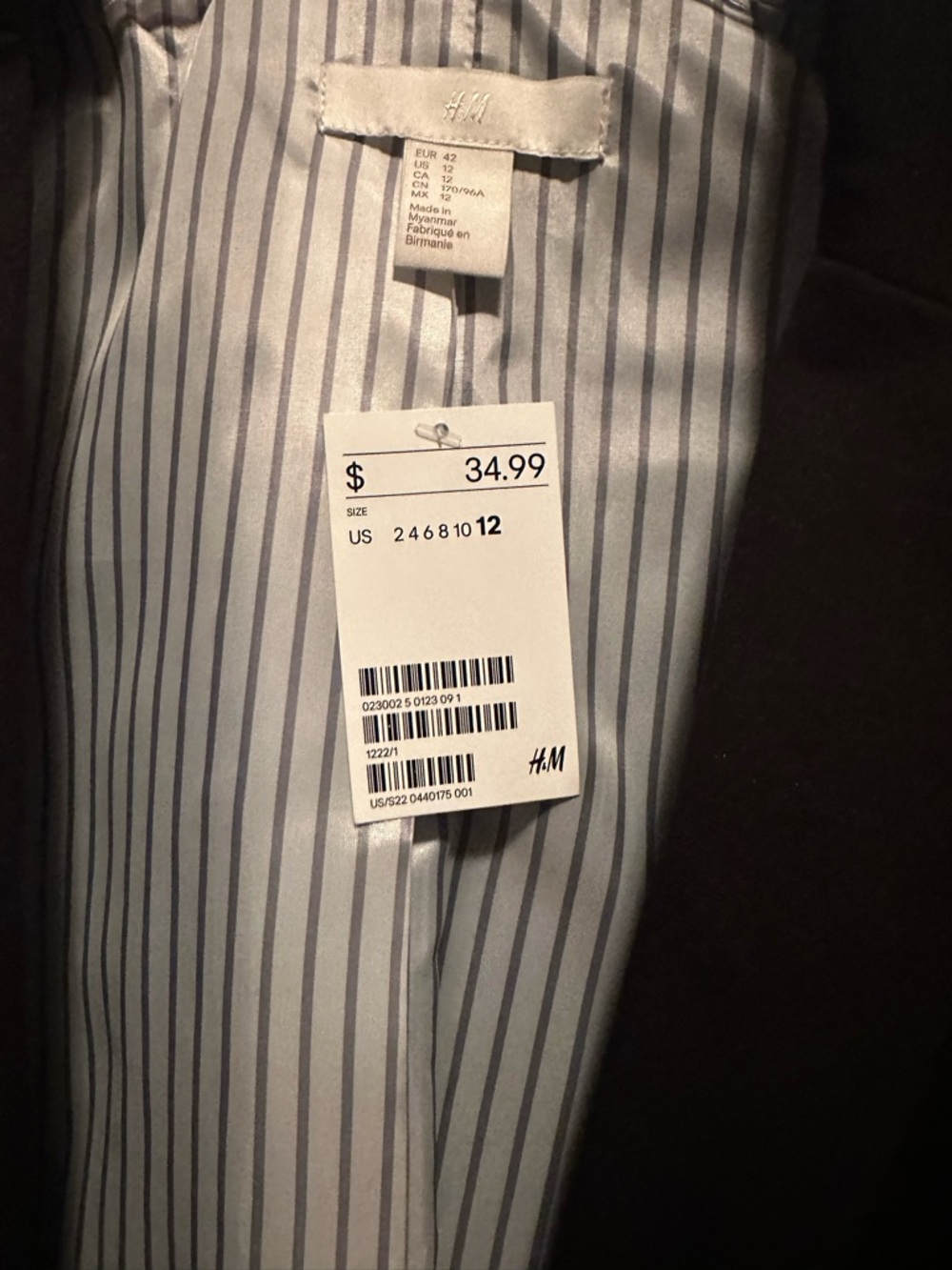 H&M Women’s Blazer Size 12 Brand New With Tags Black Blazer - Picture 3 of 3